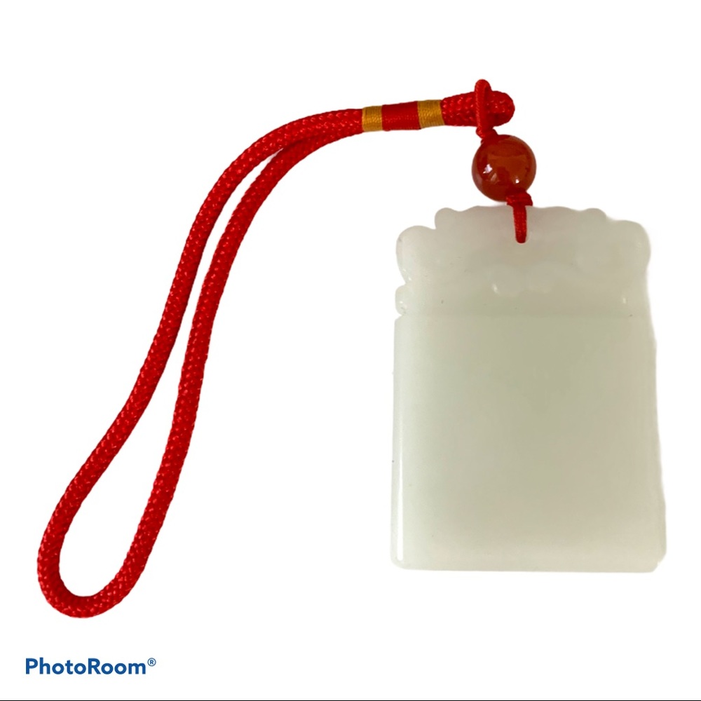 Lucky charm white jade pendant